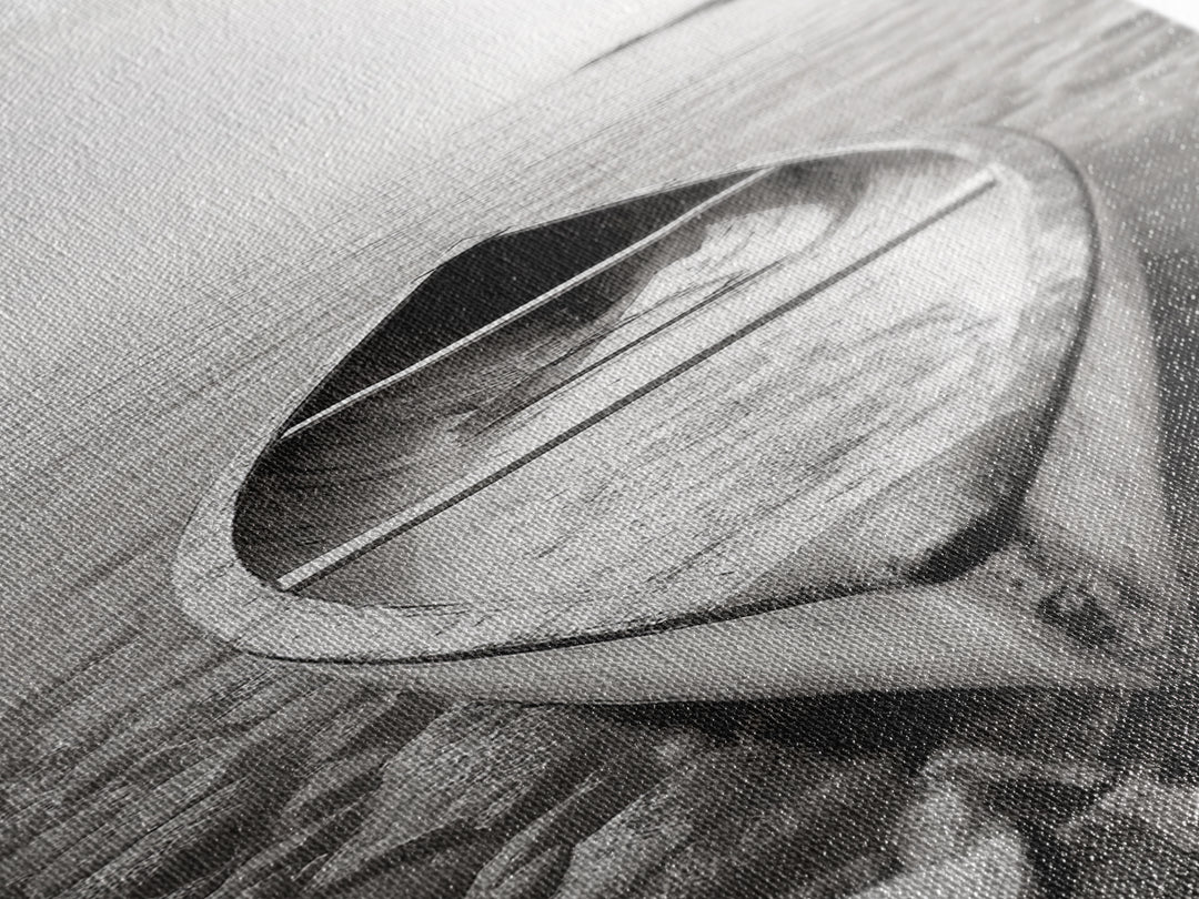 Rowboat Stillness, Peaceful Waters, Lake Canoe, Canvas Print, Entryway Wall Art, Minimalist Home Decor, Black and White Photography