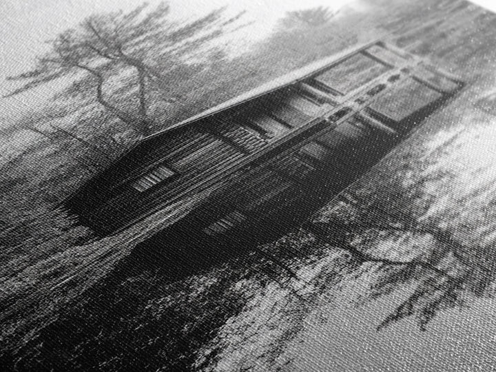 Cabin Reflection, Still Water, Forest Escape, Nature Retreat Art, Framed Canvas Print, Lakehouse Decor, Fall Cabin Scene, Cozy Rustic Wall Art