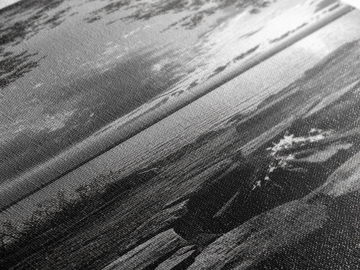 Campfire Sunset, Autumn Gathering, Fireside Evening, Lake Horizon, Framed Canvas Print, Fall Decor, Cabin Living Room Wall Art, Nature Lodge Print