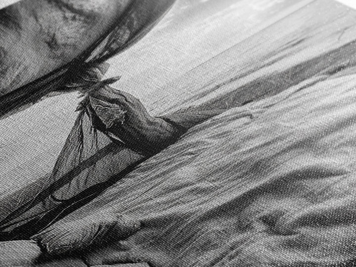 Coastal Bed View, Ocean Canopy, Seaside Rest, Framed Canvas Print, Boho Bedroom Wall Art, Rustic Beach Photography, Nature Retreat Decor