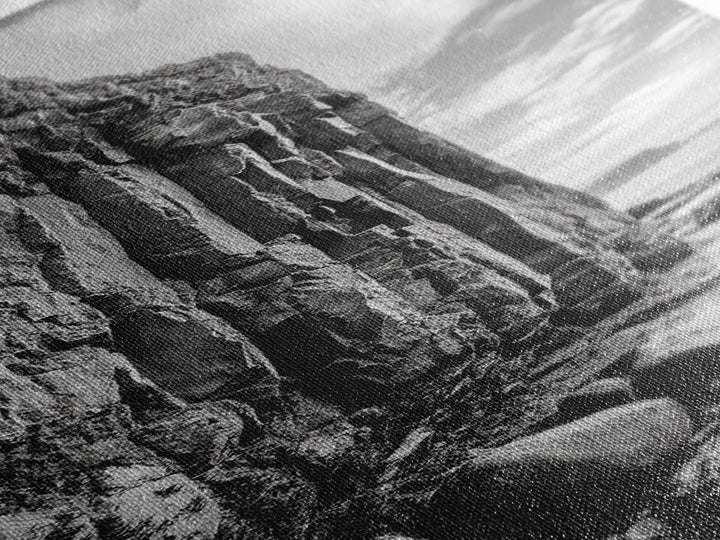 Cliffside Texture, Ocean Rocks, Vertical Landscape, Canvas Print, Modern Coastal Wall Art, Minimalist Nature Decor, Hallway Art