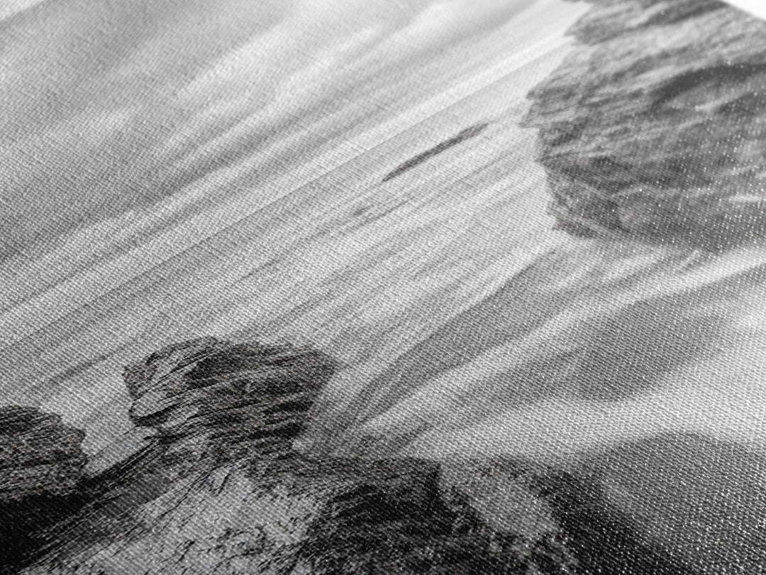 Rocky Sea Gap, Moody Ocean Art, Monochrome Seascape, Minimalist Wall Decor, Canvas Print, Coastal Living Room Wall Art, Living Room Art