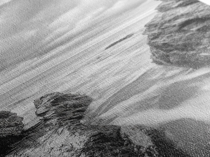 Rocky Sea Gap, Moody Ocean Art, Monochrome Seascape, Minimalist Wall Decor, Canvas Print, Coastal Living Room Wall Art, Living Room Art