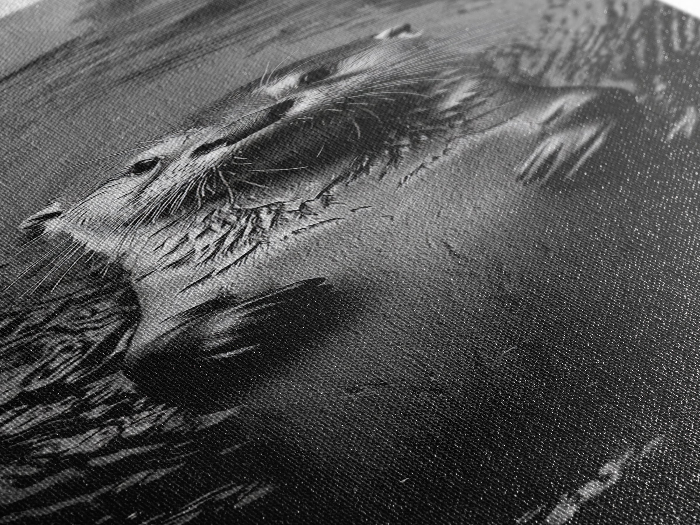 Cute Otter, Wildlife Charm, Animal Portrait, Black White Art, Canvas Print, Kids Room Wall Art, Woodland Nursery, Nature Lover Gift