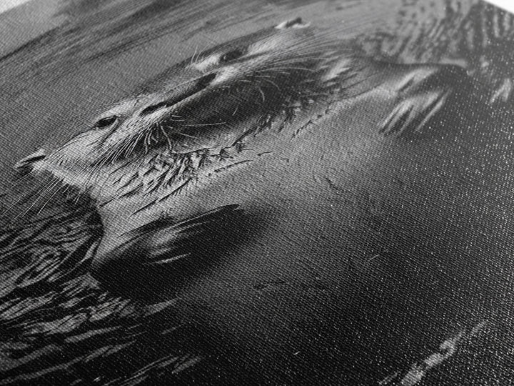 Cute Otter, Wildlife Charm, Animal Portrait, Black White Art, Canvas Print, Kids Room Wall Art, Woodland Nursery, Nature Lover Gift