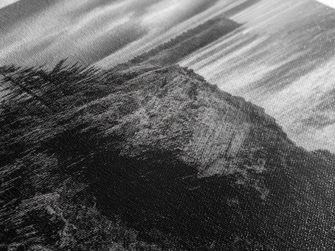 Cliff Coastline, Moody Ocean, Pine Trees, Dramatic Nature Scene, Canvas Print, Cabin Wall Art, Fall Coastal Photography, Rustic Decor