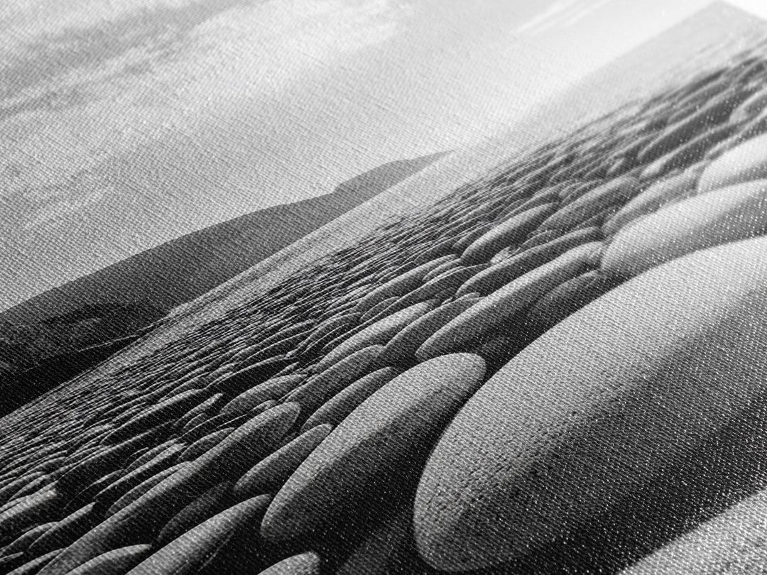 Rocky Beach View, Ocean Horizon, Sunrise Light, Framed Canvas Print, Relaxing Bedroom Wall Art, Modern Coastal Photography, Bathroom Wall Art