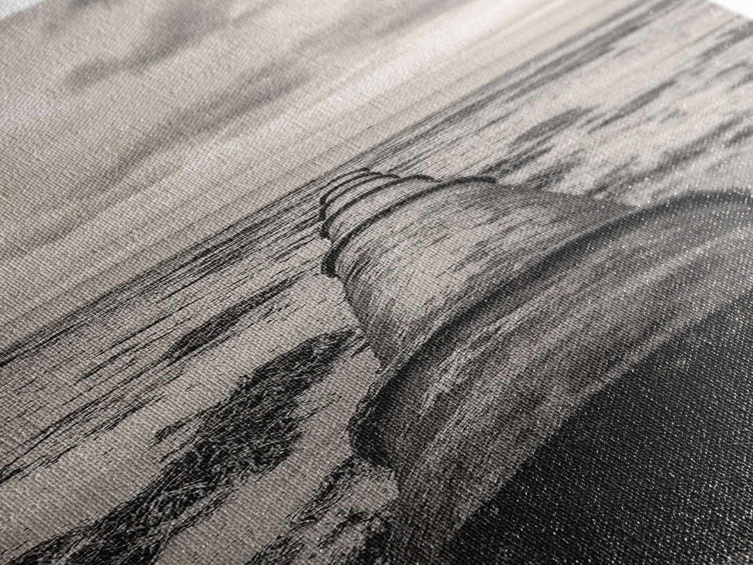 Rusted Pipe Beach, Industrial Coastal Vibe, Grunge Seascape, Framed Canvas Print, Urban Loft Art, Bathroom Wall Art, Office Wall Art