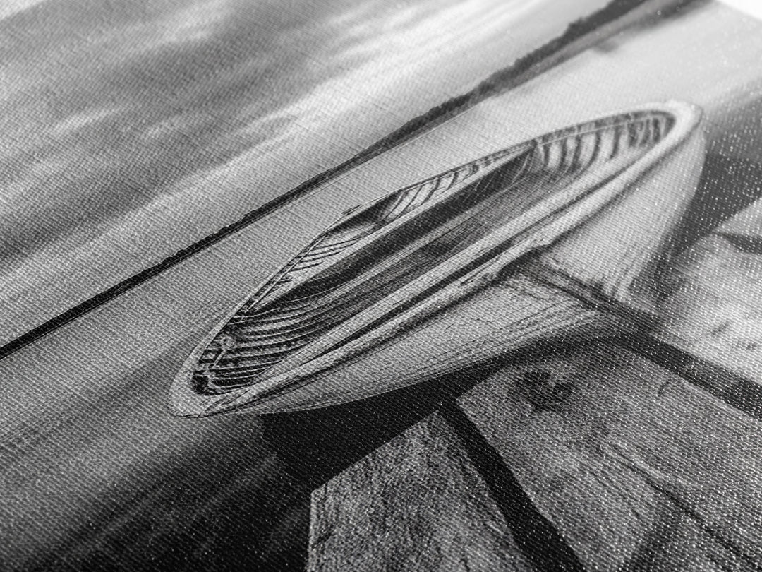 Rowboat Reflection, Still Water, Lake Life, Canvas Print, Rustic Cabin Wall Art, Nature Photography, Bedroom Art, Den Lakehouse Decor