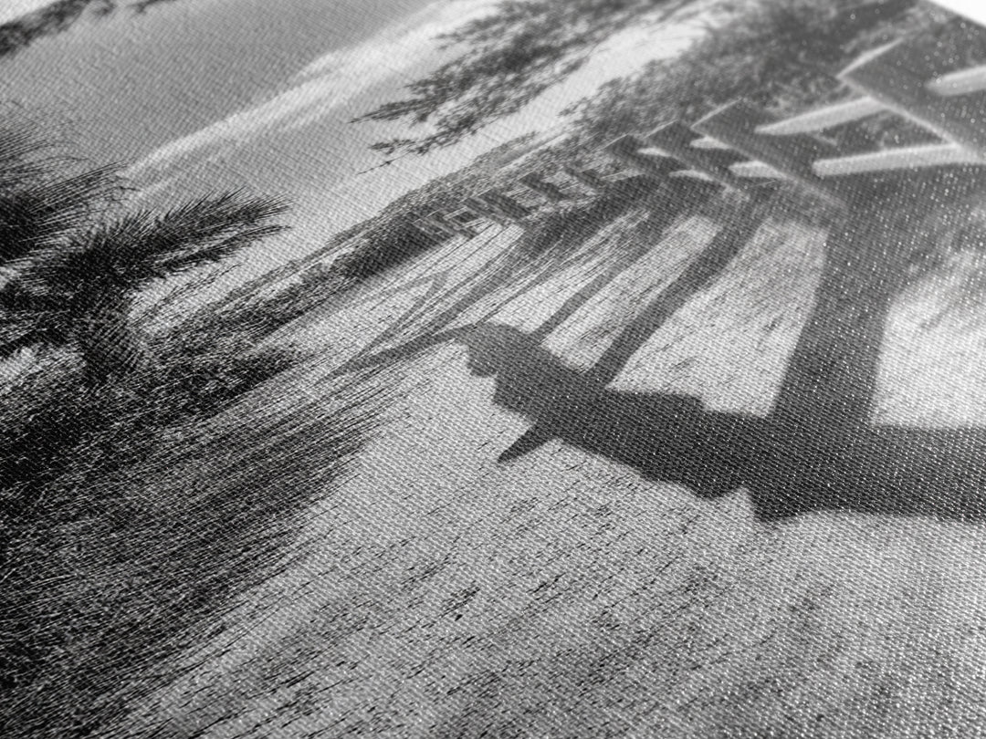 Beach Path, Palm Shadows, Coastal Walkway, Tropical Foliage, Canvas Print, Bathroom or Hallway Wall Art, Coastal Minimalist, Cozy Lodge Decor