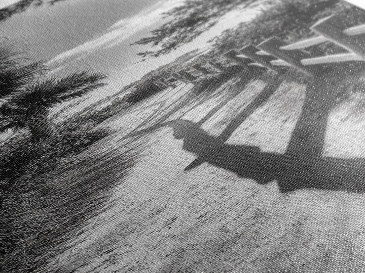 Beach Path, Palm Shadows, Coastal Walkway, Tropical Foliage, Canvas Print, Bathroom or Hallway Wall Art, Coastal Minimalist, Cozy Lodge Decor