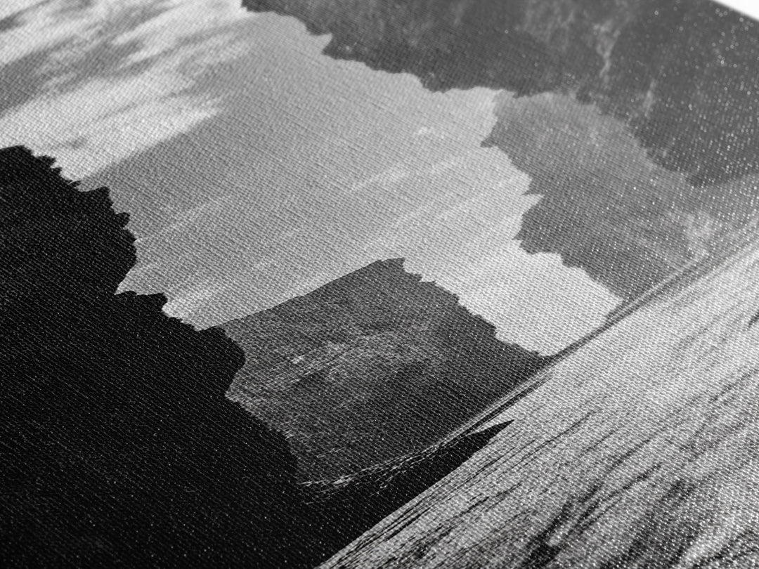 Coastal Canyon, Ocean Passage, Black White Art, Vertical Nature Scene, Framed Canvas Print Entryway Wall Art, Landscape Minimalist Decor