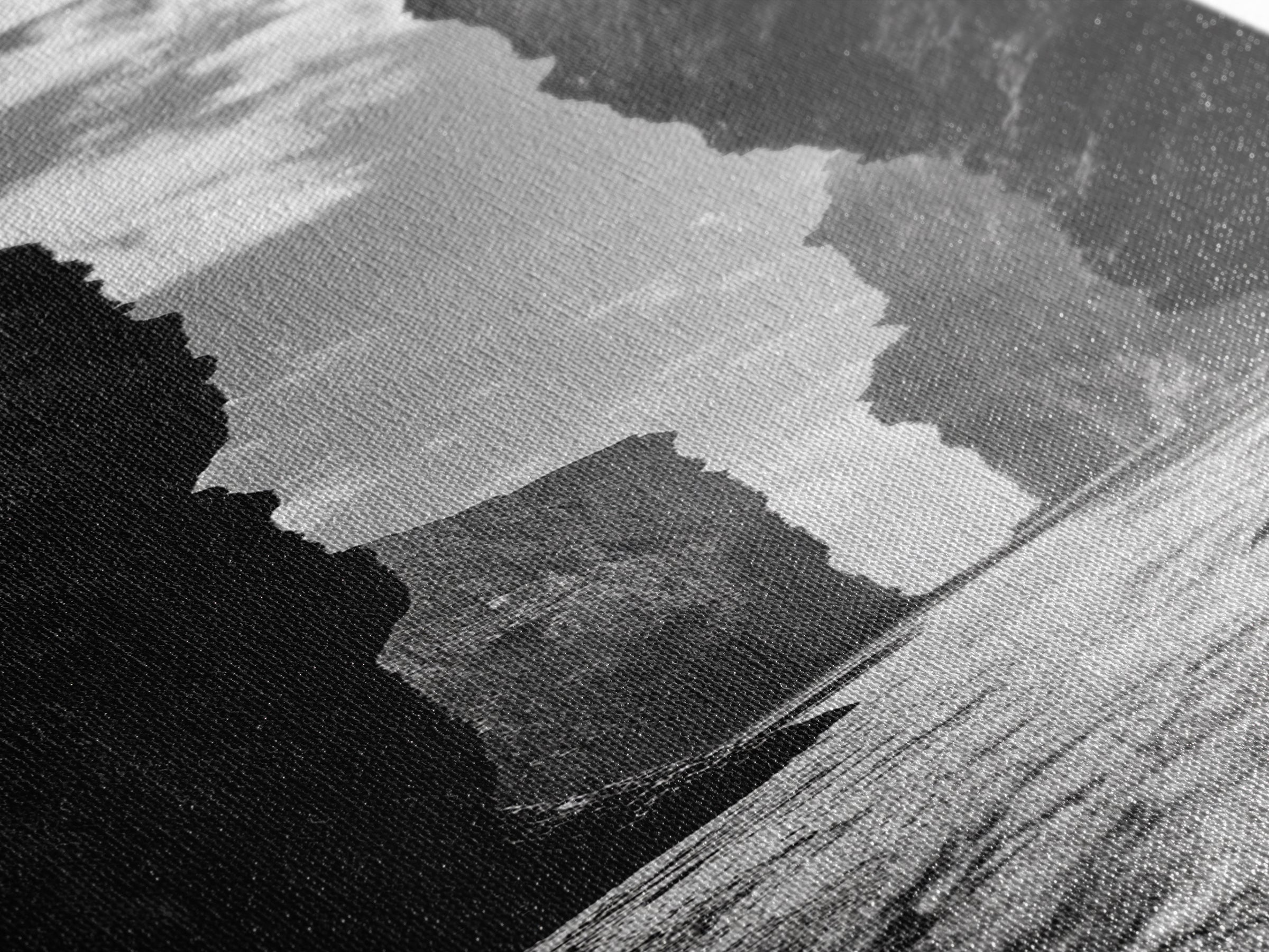 Coastal Canyon, Ocean Passage, Black White Art, Vertical Nature Scene, Framed Canvas Print Entryway Wall Art, Landscape Minimalist Decor