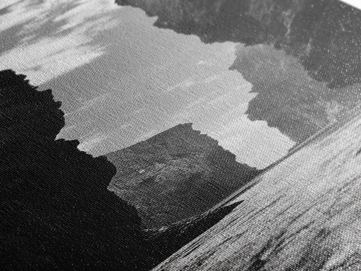 Coastal Canyon, Ocean Passage, Black White Art, Vertical Nature Scene, Framed Canvas Print Entryway Wall Art, Landscape Minimalist Decor