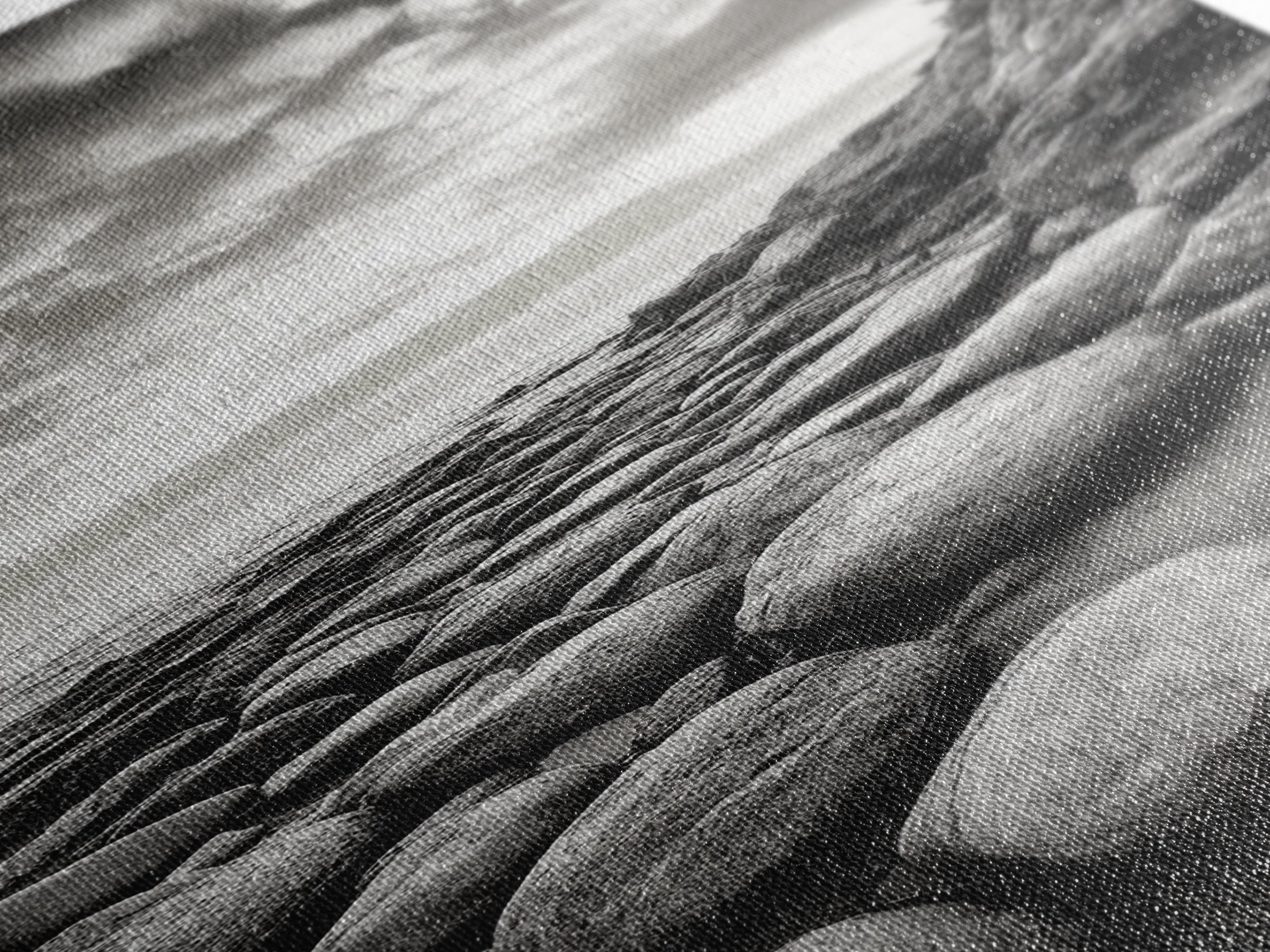 Coastal Stones, Rocky Shore, Sunrise Ocean, Black White Print, Framed Canvas Print Beach House Decor, Entryway Art, Nautical Minimalist Wall Art