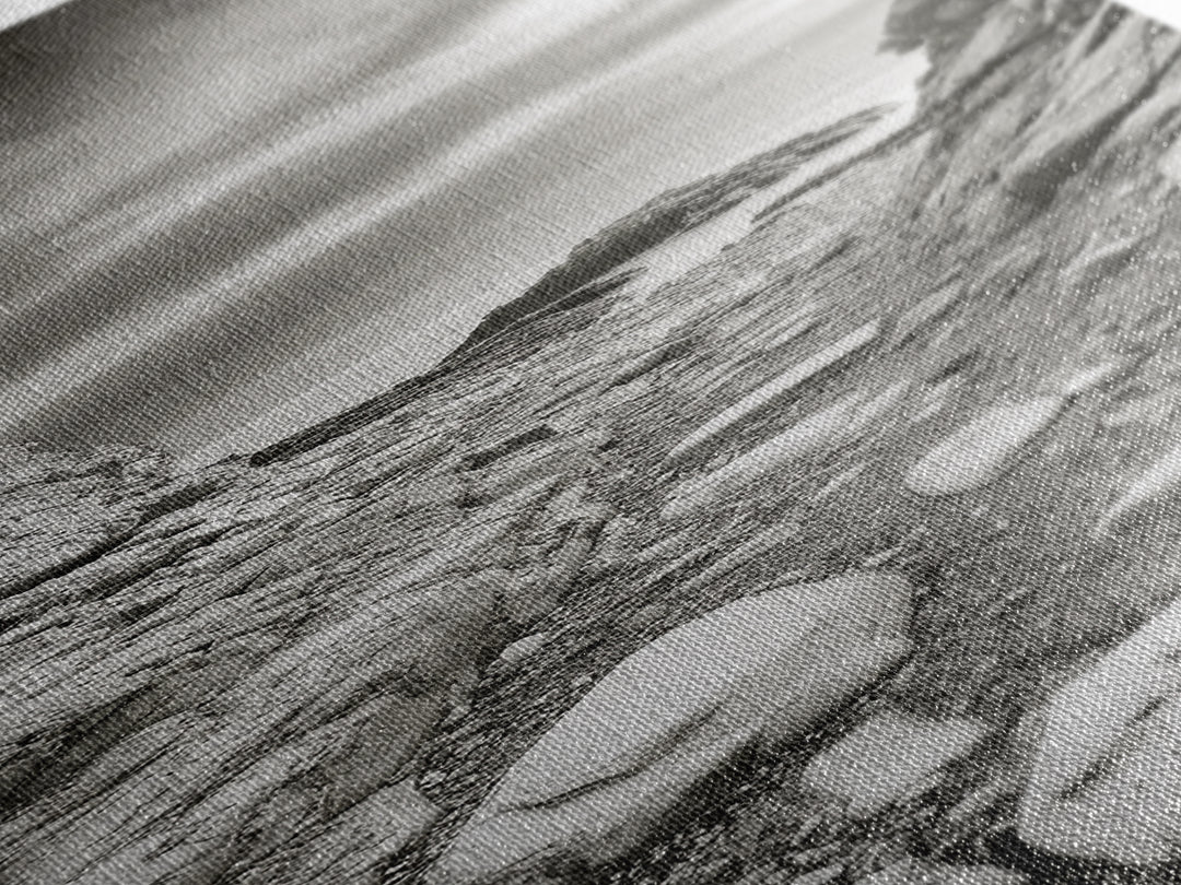 Rocky Coast Path, Serene Ocean View, Minimalist Nature, Framed Canvas Print, Neutral Tones, Beach Art, Hallway Wall Decor, Coastal Home Vibe