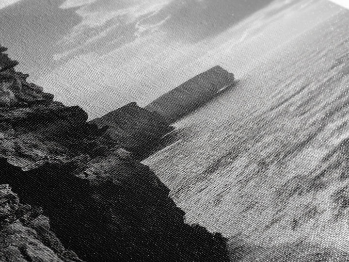 Cliff Edge, Ocean Depth, Moody Seascape, Framed Canvas Print, Coastal Wall Art, Black and White Photography, Office or Study Decor