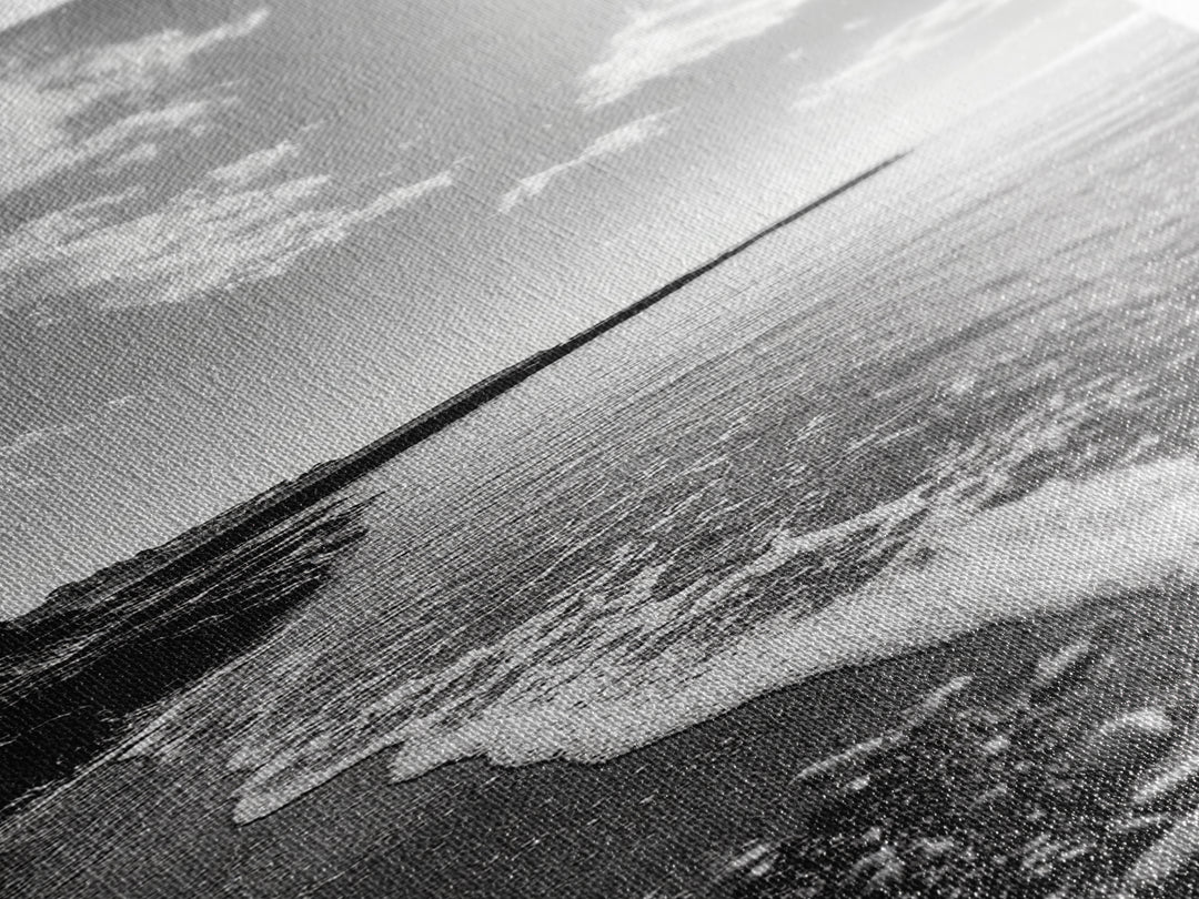 Coastal Shoreline, Pebble Beach, Ocean Breeze, Canvas Print, Bathroom Wall Art, Minimalist Decor, Black White Photography, Seaside Vibe