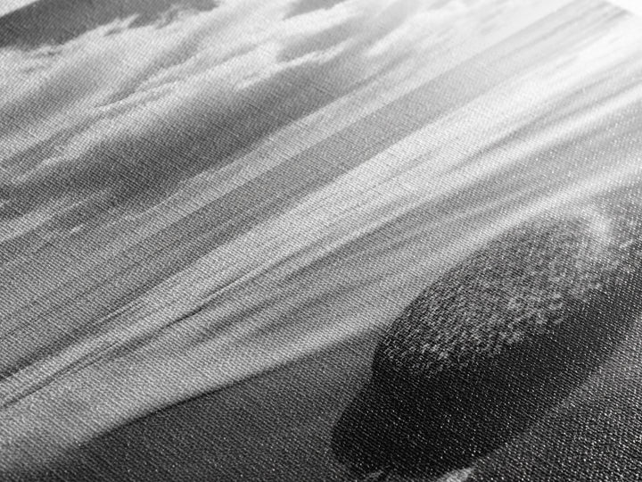 Beach Stone, Ocean Foam, Rolling Waves, Canvas Print, Nature Inspired Art, Coastal Decor, Serene Living Room Wall Art, Tranquil Design