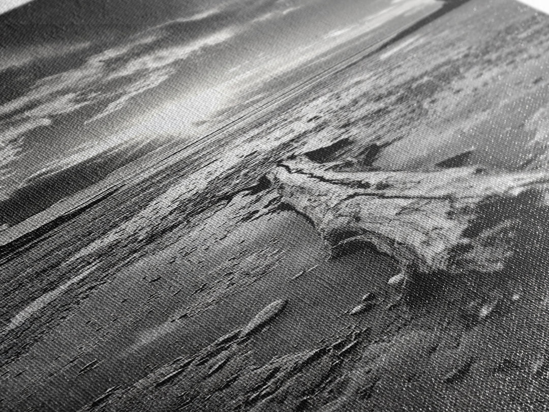 Driftwood Beach, Sunset Tide, Ocean Glow, Canvas Print, Fall Coastal Wall Art, Serene Nature Photography, Tranquil Living Room Decor