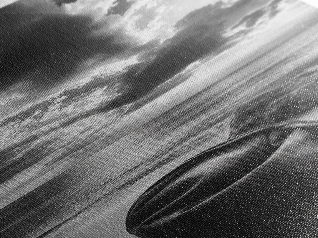 Coastal Bag, Driftwood Rock, Stormy Sea, Framed Canvas Print, Moody Beach Wall Art, Minimalist Decor, Ocean Vibe Photography