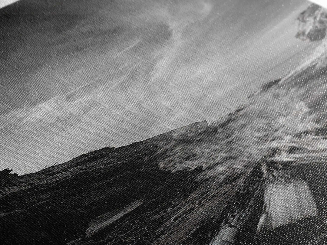 Campfire Smoke, Rocky Coastline, Moody Skies, Autumn Nature, Framed Canvas Print, Rustic Wall Decor, Cabin Aesthetic, Living Room Art