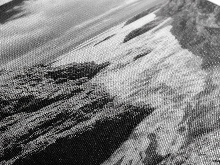 Coastal Cliff Waves, Rugged Seaside Art, Ocean Rock Photography, Bold Nature Wall Decor, Modern Bathroom Accent, Canvas Print