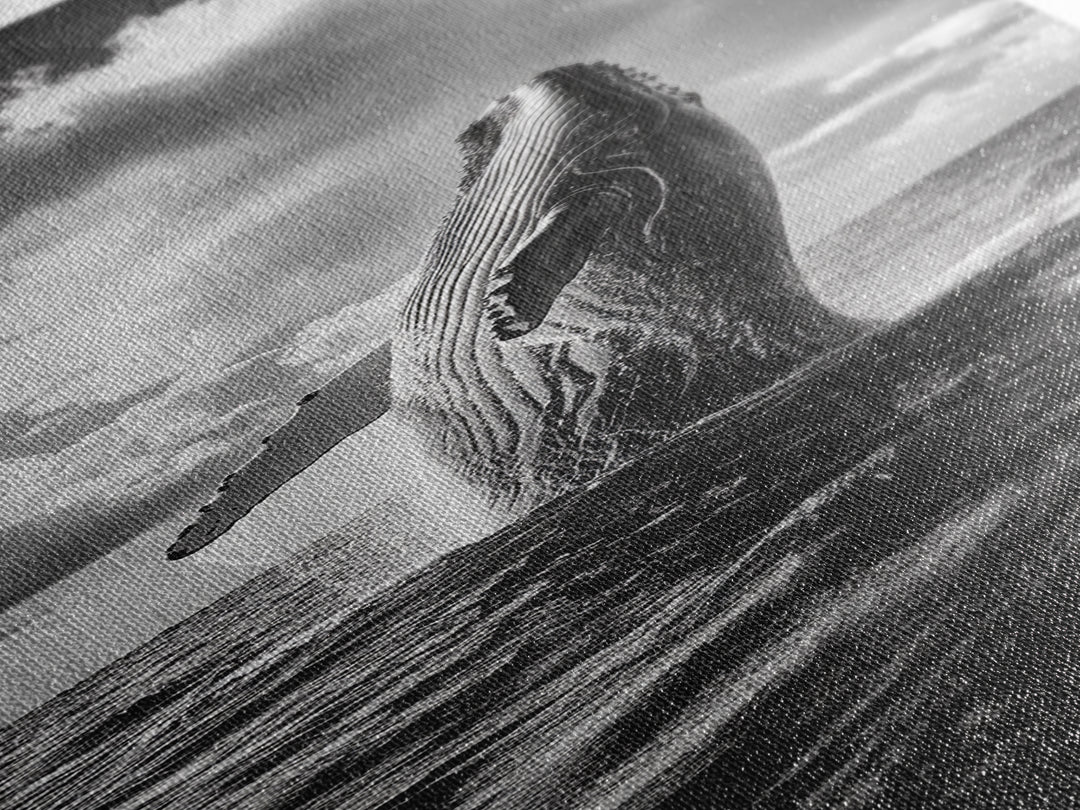 Breaching Whale Art, Ocean Wildlife Print, Marine Life Photography, Dramatic Sea Scene, Coastal Living Room Decor, Canvas Print