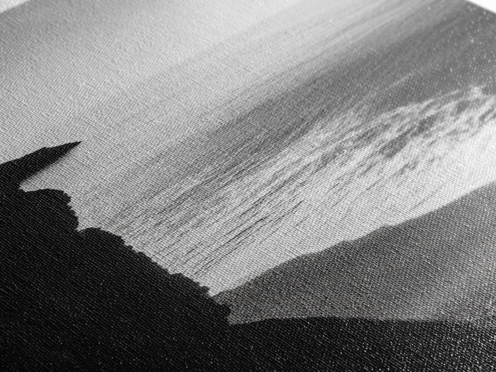 Cliffside Waves, Coastal Edge, Monochrome Serenity, Ocean Drama, Canvas Print, Moody Minimalist Art, Bathroom Art, Living Room Decor