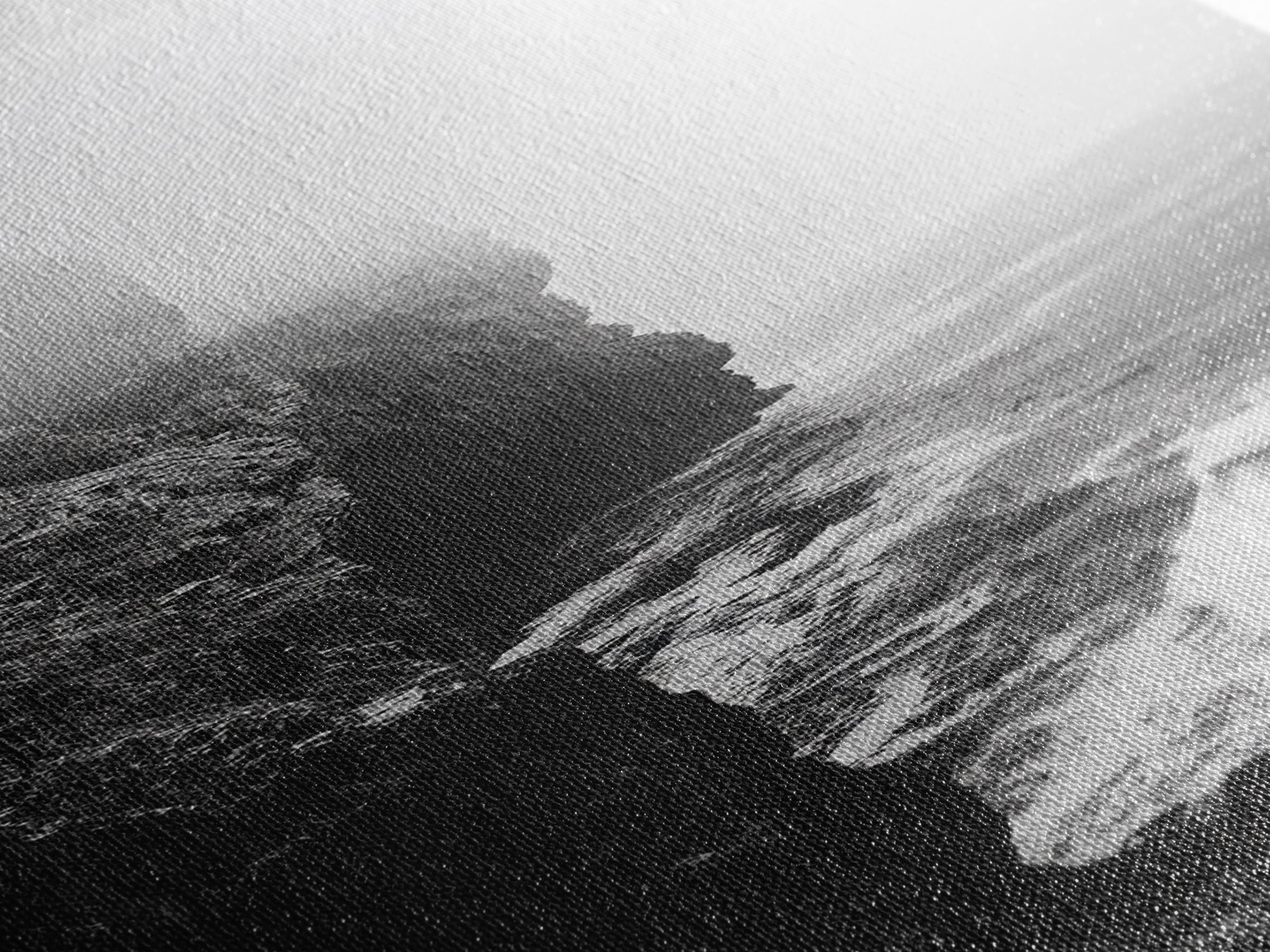 Foggy Cliffs, Moody Coast, Dramatic Seascape, Framed Canvas Print, Modern Dark Aesthetic Art, Minimalist Living Room Wall Decor