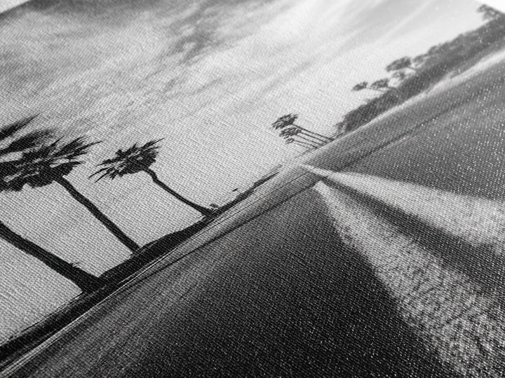 Coastal Highway, Palm Trees, Dramatic Sky, Framed Canvas Print, Modern Beach Photography, Office Decor, Urban Boho Art, Nature Lover Gift