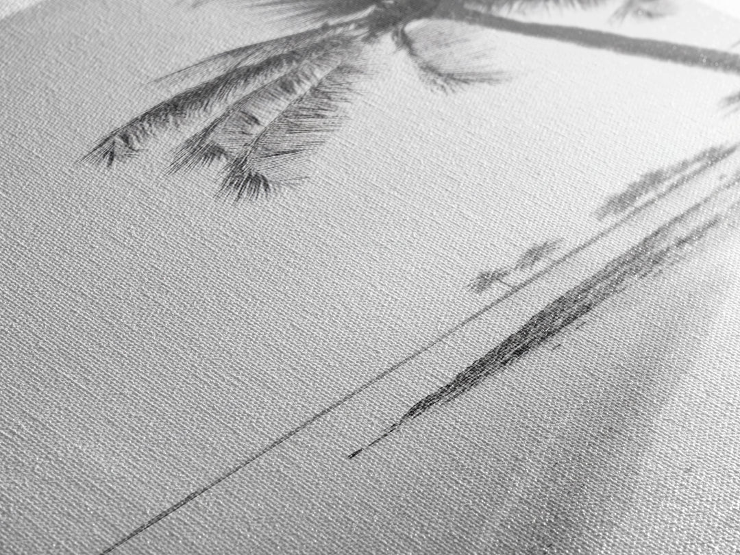 Coastal Palm Trees, Tropical Minimalist Print, Modern Beach Decor, Neutral Wall Art, Framed Canvas Print, Dining Room Summer Vibe