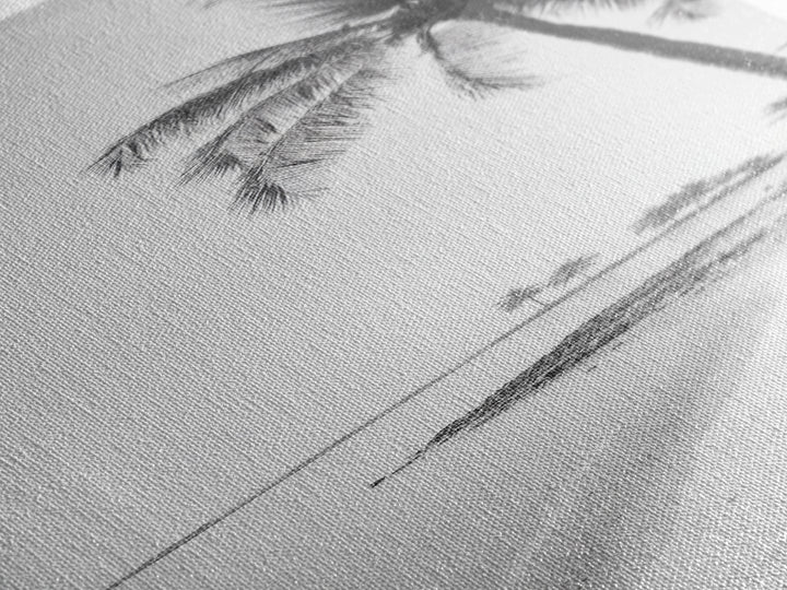 Coastal Palm Trees, Tropical Minimalist Print, Modern Beach Decor, Neutral Wall Art, Framed Canvas Print, Dining Room Summer Vibe