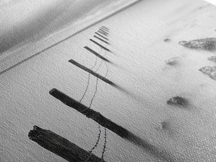 Coastal Fence Line, Tranquil Ocean Scene, Soft Minimalist Photo, Framed Canvas Print, Bathroom or Hallway Wall Art, Zen Vibes