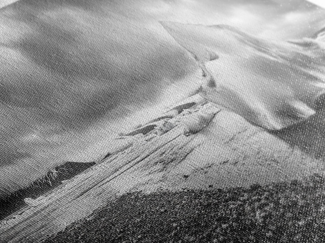 Arctic Iceberg Shore, Moody Cloud Sky, Frozen Water Landscape, Framed Canvas Print, Office Wall Art, Nordic Minimalist Art