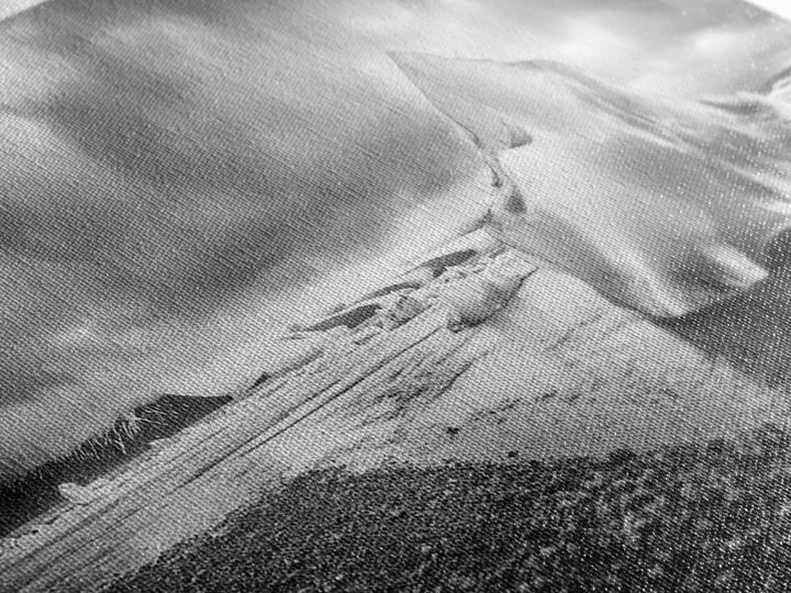 Arctic Iceberg Shore, Moody Cloud Sky, Frozen Water Landscape, Framed Canvas Print, Office Wall Art, Nordic Minimalist Art