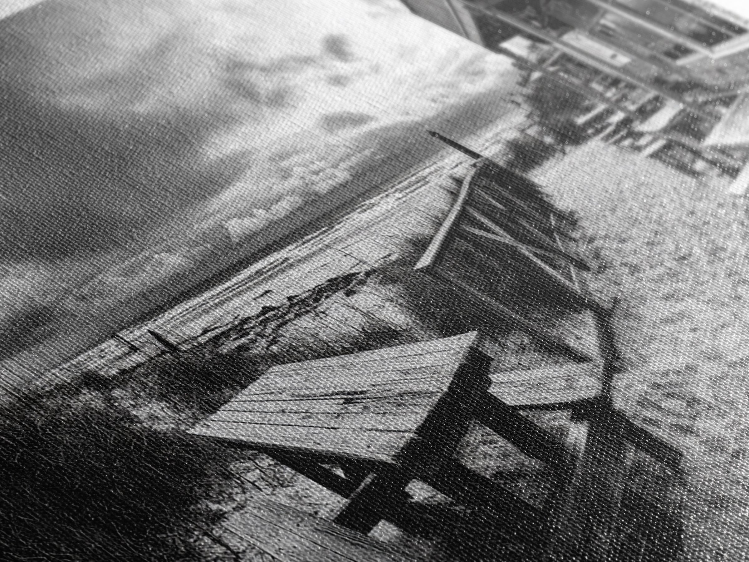 Beach Boardwalk, Coastal Restaurant, Moody Seaside View, Framed Canvas Print, Kitchen or Bar Wall Art, Rustic Autumn Decor