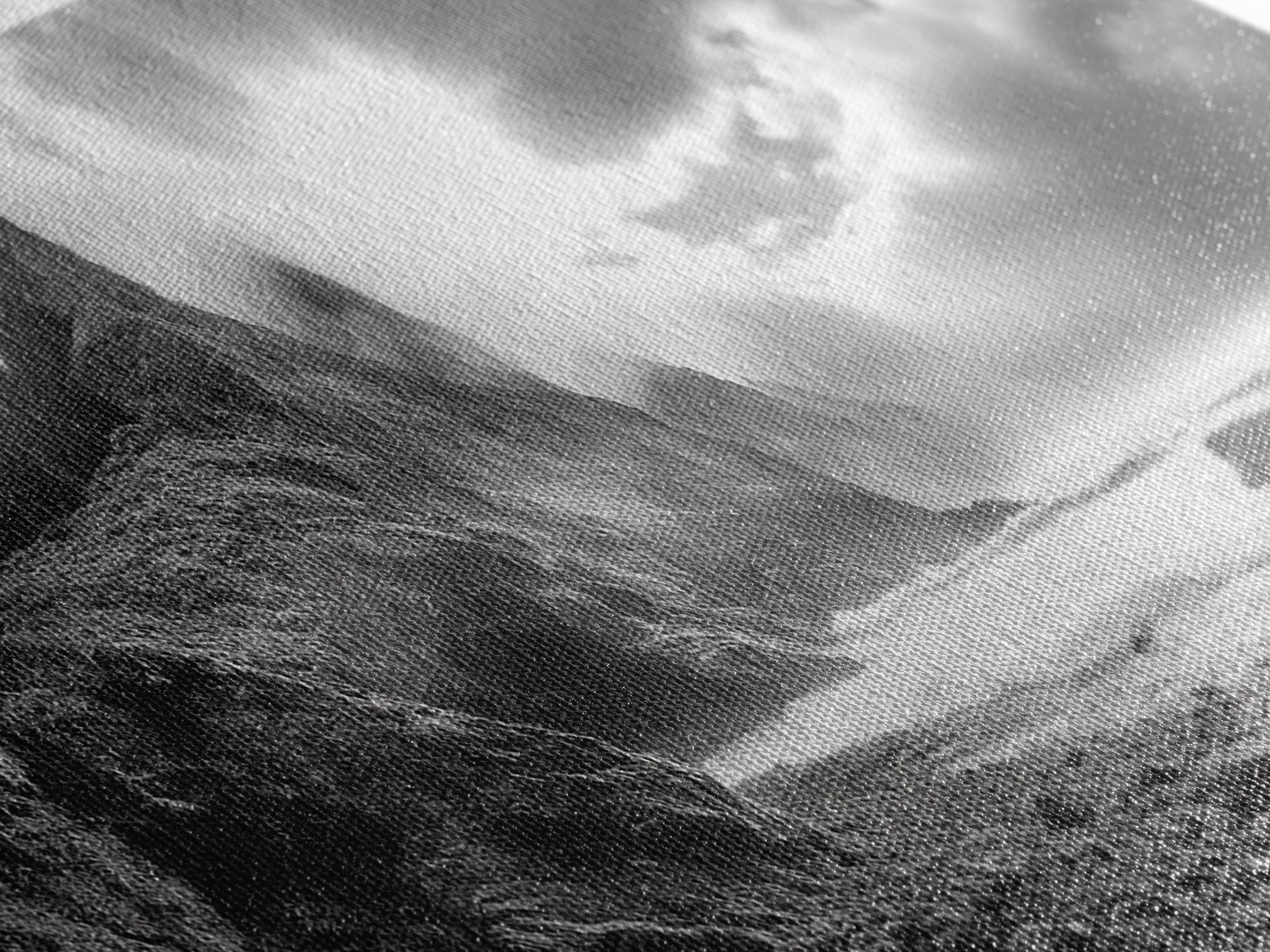 Coastal Cliffside, Stormy Sea, Dramatic Sky, Ocean Mood, Framed Canvas Print, Monochrome Art, Living Room Beach House Decor