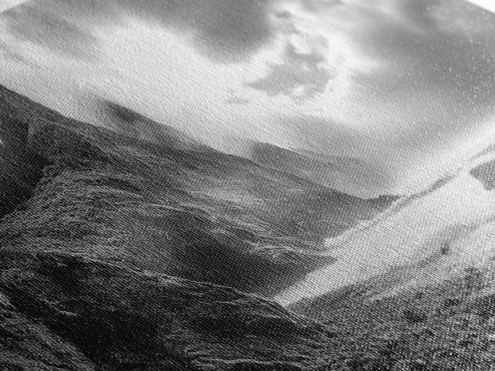 Coastal Cliffside, Stormy Sea, Dramatic Sky, Ocean Mood, Framed Canvas Print, Monochrome Art, Living Room Beach House Decor