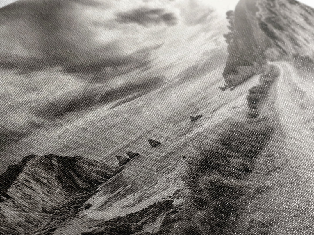 Coastal Road, Scenic Journey, Ocean Path, Cloudy Sky, Framed Canvas Print, Rustic Wall Art, Entryway Wanderlust Landscape, Coastal House