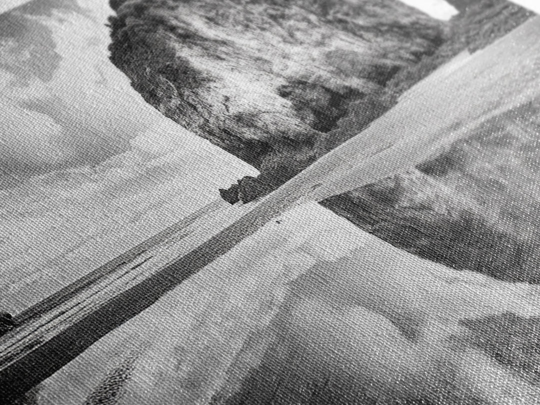 Beach Reflection, Seaside Rock, Cloudy Horizon, Coastal View, Framed Canvas Print, Minimalist Wall Art, Bathroom Ocean Decor