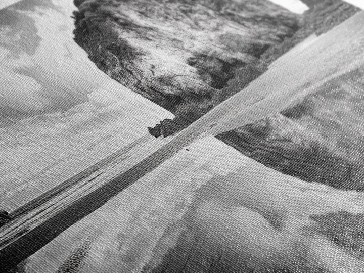 Beach Reflection, Seaside Rock, Cloudy Horizon, Coastal View, Framed Canvas Print, Minimalist Wall Art, Bathroom Ocean Decor