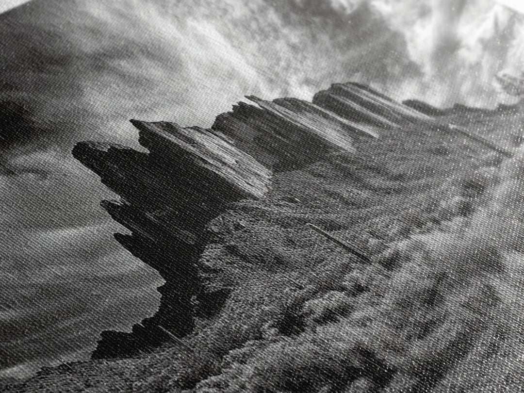 Desert Mesa, Dramatic Sky, Western Landscape, Cactus Field, Framed Canvas Print, Rustic Wall Art, Living Room Southwest Decor
