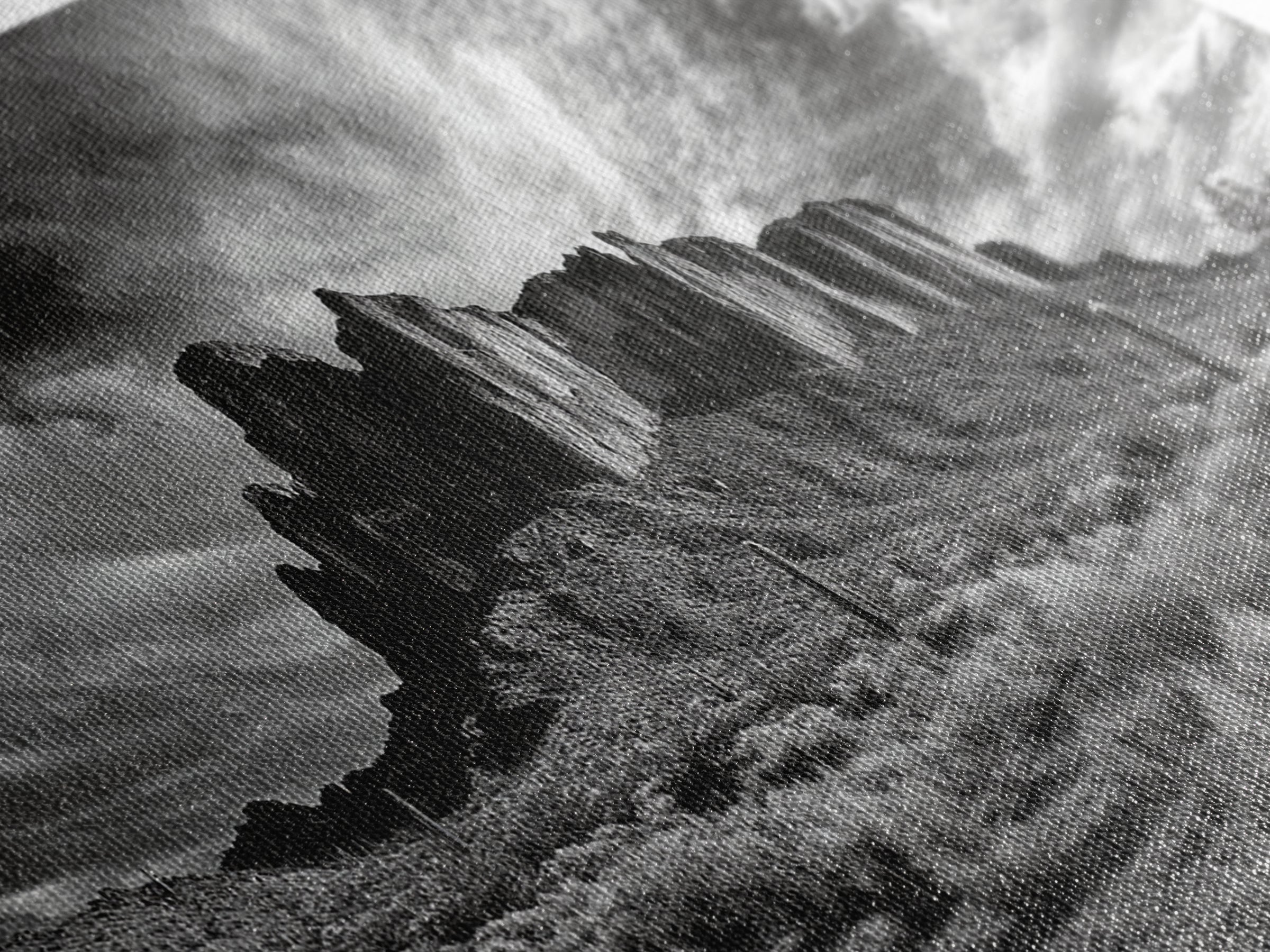 Desert Mesa, Dramatic Sky, Western Landscape, Cactus Field, Framed Canvas Print, Rustic Wall Art, Living Room Southwest Decor