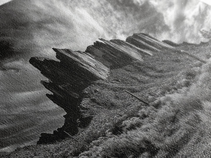 Desert Mesa, Dramatic Sky, Western Landscape, Cactus Field, Framed Canvas Print, Rustic Wall Art, Living Room Southwest Decor