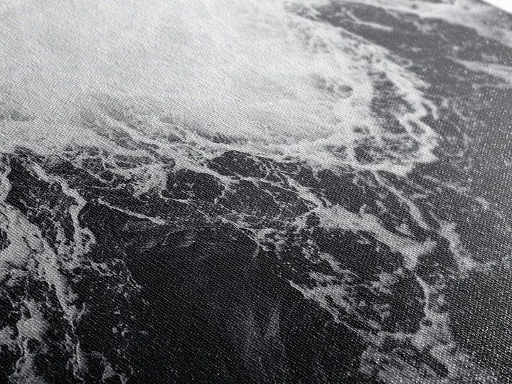Ocean Texture, Crashing Waves, Abstract Sea, Monochrome Motion, Framed Canvas Print, Coastal Wall Art, Bathroom Minimalist Decor