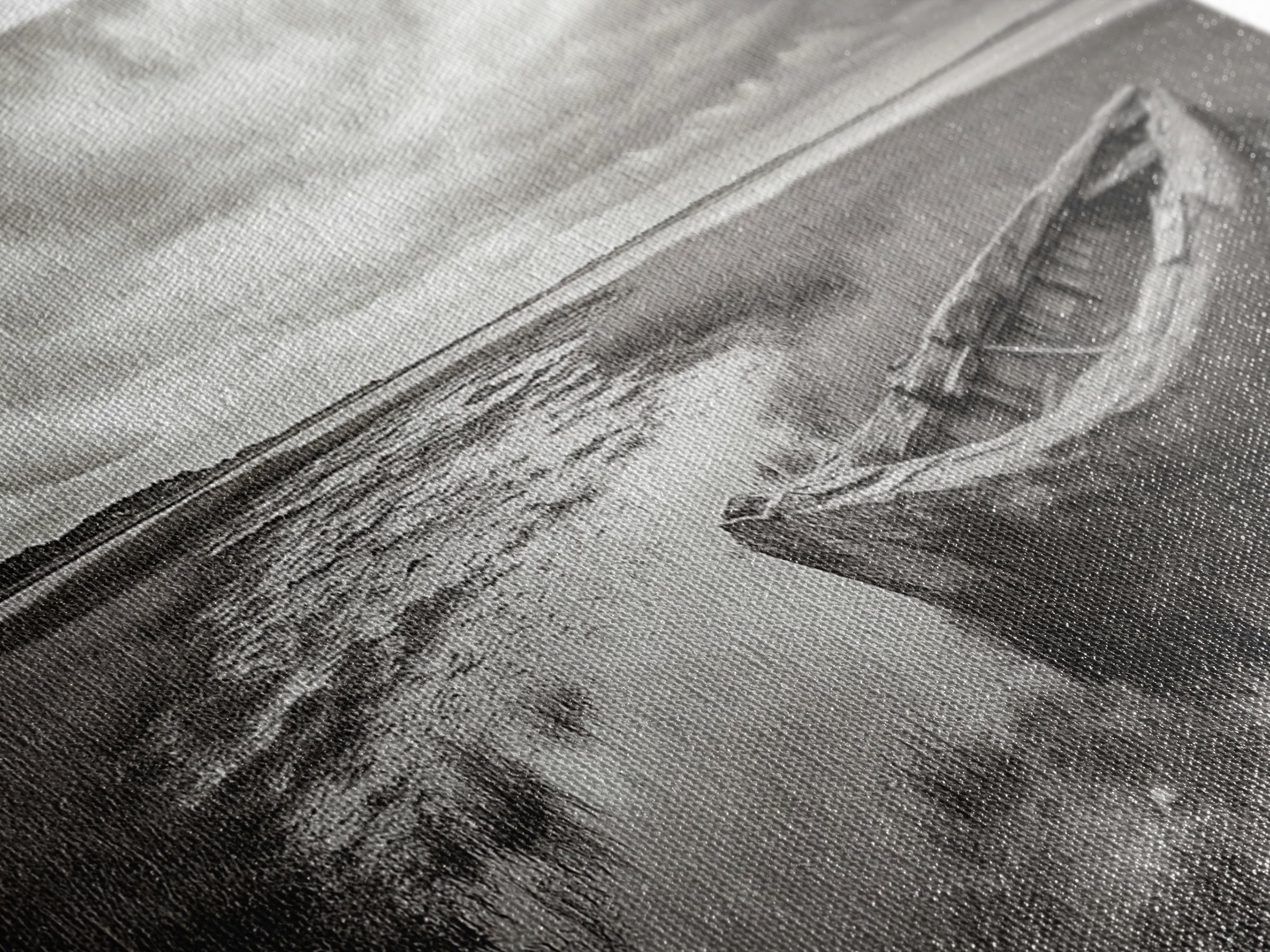 Abandoned Boat, Coastal Marsh Scene, Sepia Seascape, Framed Canvas Print, Living Room Wall Art, Moody Autumn Nautical Decor