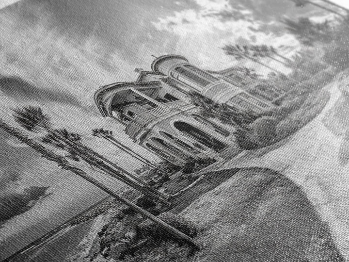 Beach Mansion Wall Art, Tropical Coastal House, Luxury Villa Print, Palm Tree Canvas Print, Living Room Decor, Modern Home Wall Art