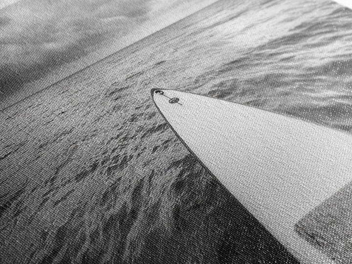 Ocean Horizon Board, Paddleboarding Adventure, Cloudy Sea Landscape, Framed Canvas Print, Modern Coastal Office or Living Room Art