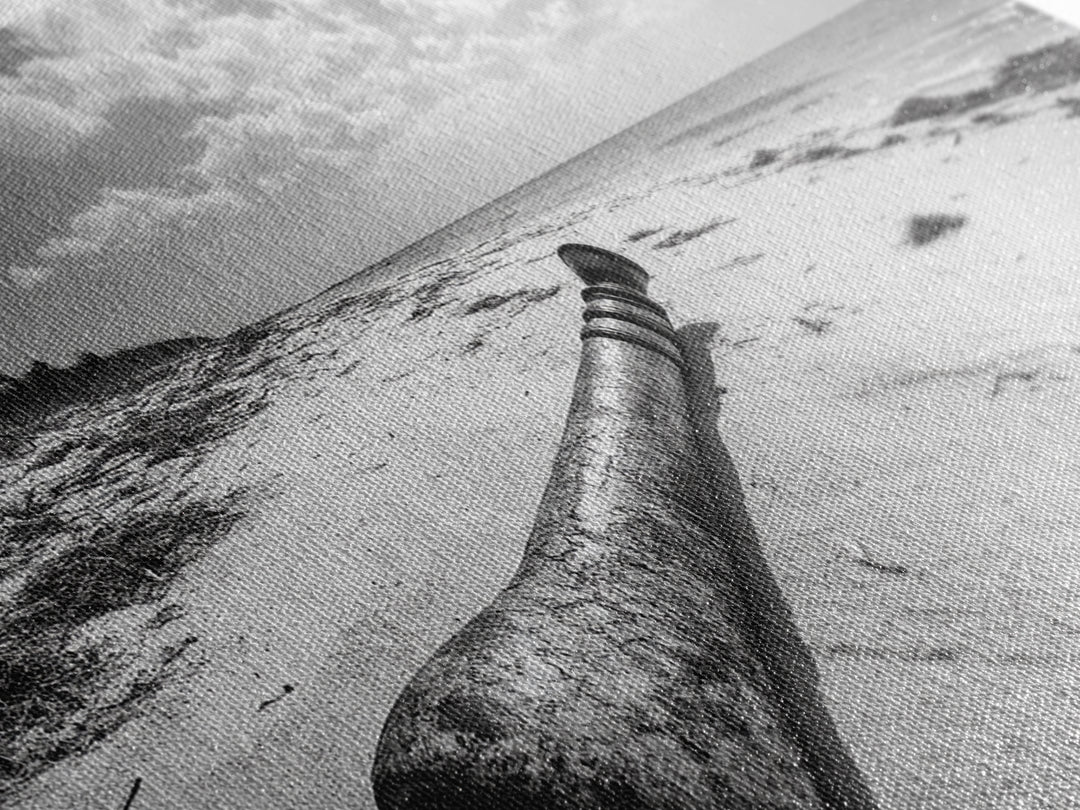Abandoned Beach Pipe, Surreal Coastal Scene, Washed Ashore Photography, Framed Canvas Print, Moody Living Room or Fall Wall Art